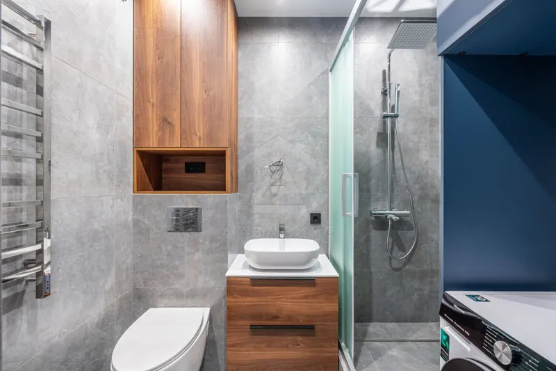 Душевая — Ремонт трёхкомнатной квартиры, 74 м²