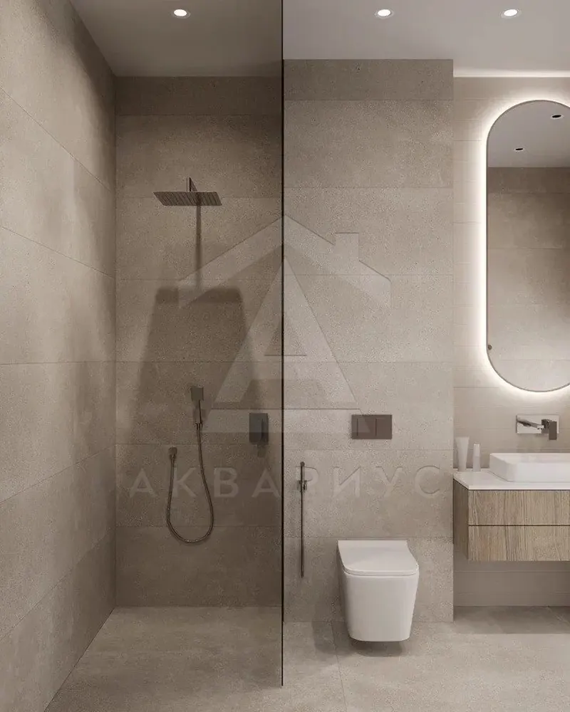 Душевая — Дизайн частного дома, 329 м²